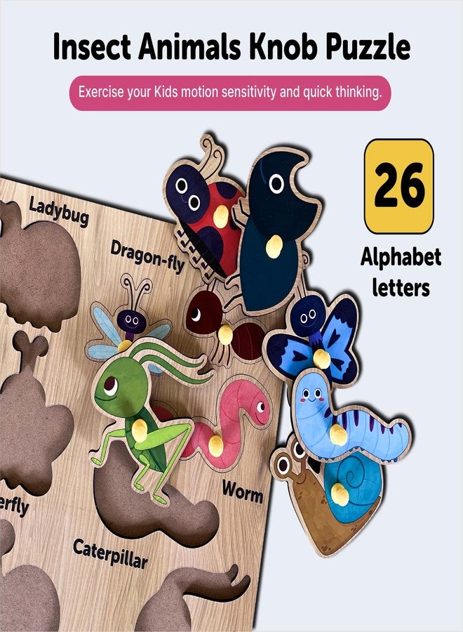 YaYplay Pegboard Wooden Shape Sorter Educational Learning Puzzle For 2-5 Year Kids (Insects) - Image 4
